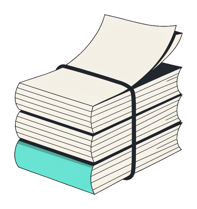 A stack of paper account ledgers tied with string